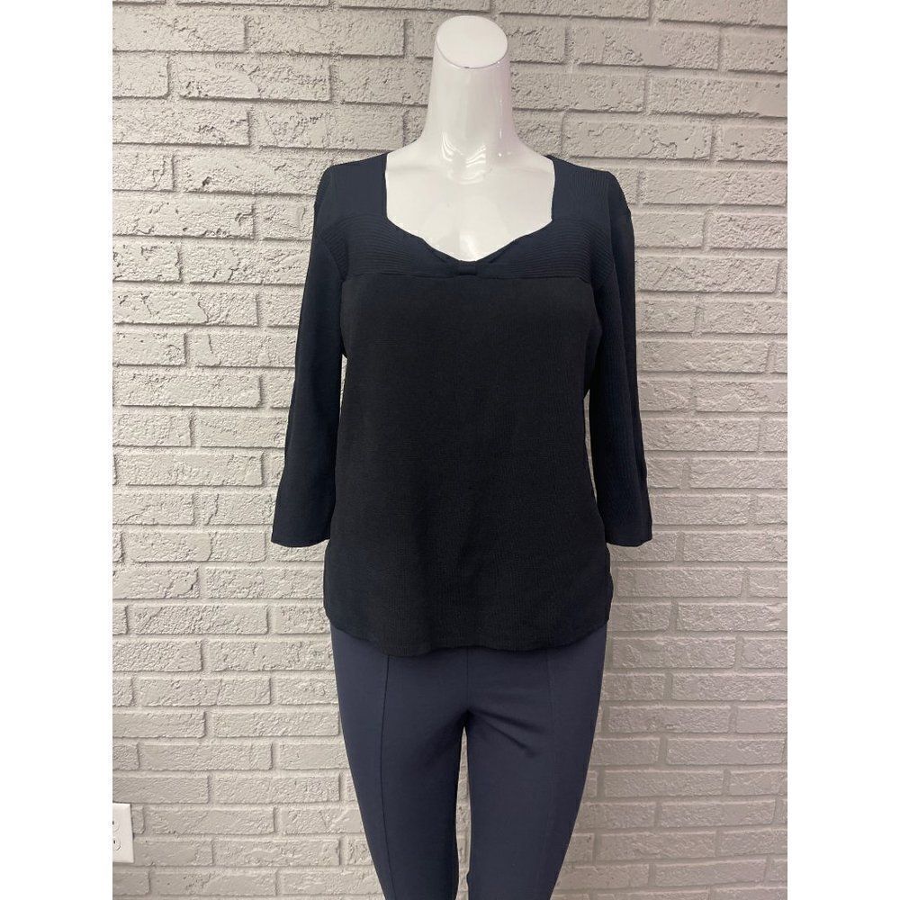 JAC Black Ribbed Knit Twist Neckline Sweater Size XL